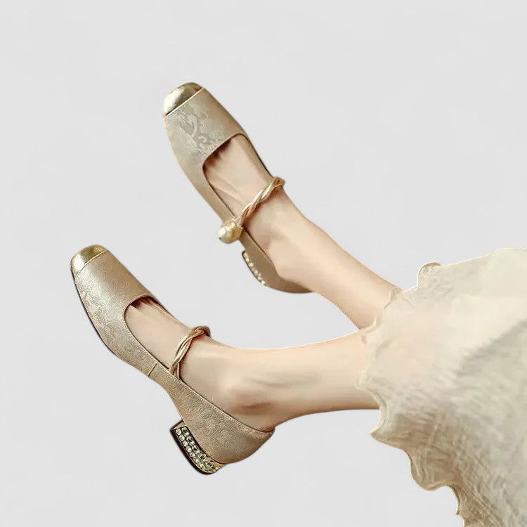 Nina | Zapatos bailarinas de primavera con tira de perlas para mujer