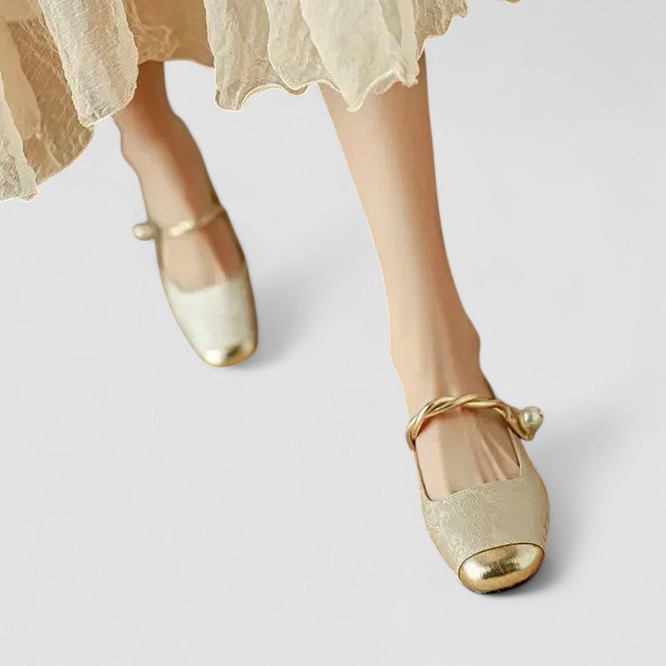 Nina | Zapatos bailarinas de primavera con tira de perlas para mujer