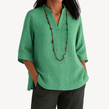 Arvella | Blusa túnica para mujer de manga tres cuartos con escote en V