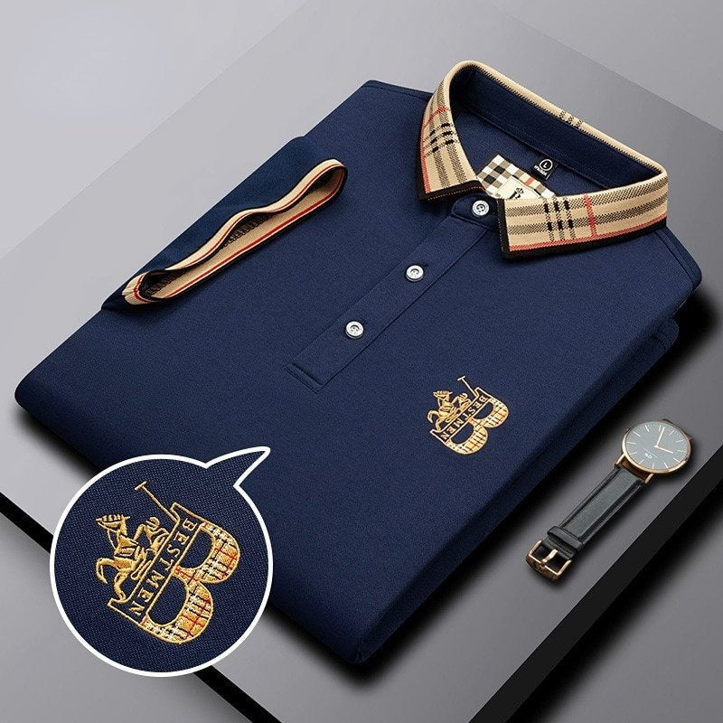 Jenaro | Polo informal para hombre con cuello en contraste a cuadros | Elegante