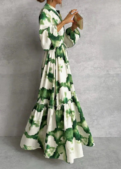 Teodora | Maxi sukienka damska z gradientowym nadrukiem i paskiem