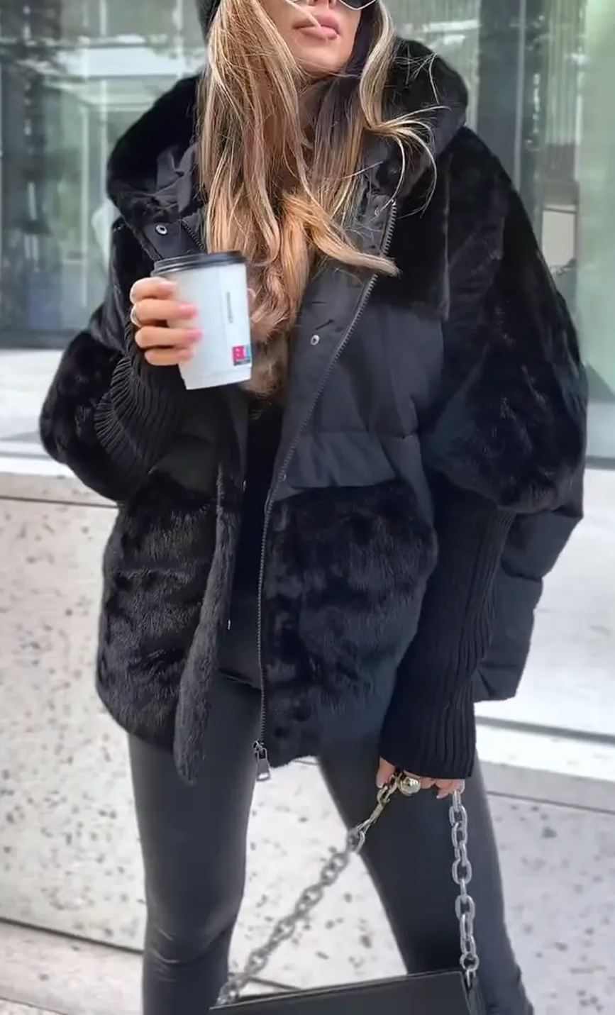 Candela | Chaqueta acolchada con pelo sintético y capucha mujer