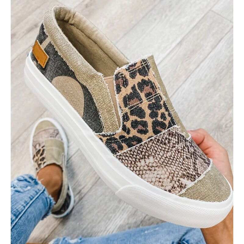 Mariela | Zapatillas sin cordones para mujer con diseño de parches y estampado