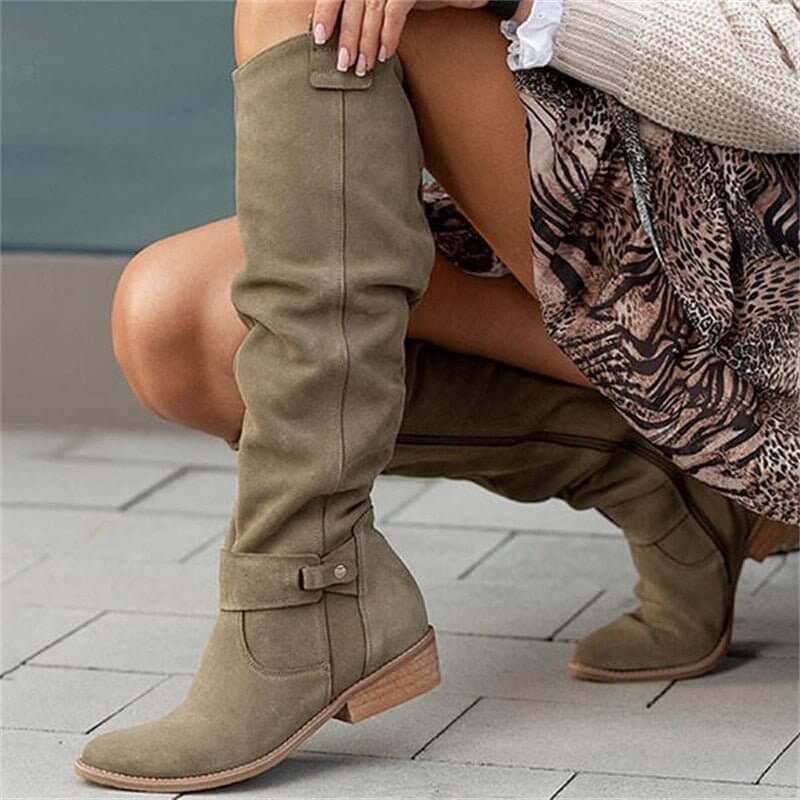 Botas largas de ante con cremallera