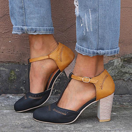 Eulalia | Sandalias de primavera para mujer con tacón ancho estilo Mary Jane
