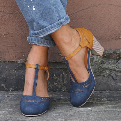 Eulalia | Sandalias de primavera para mujer con tacón ancho estilo Mary Jane