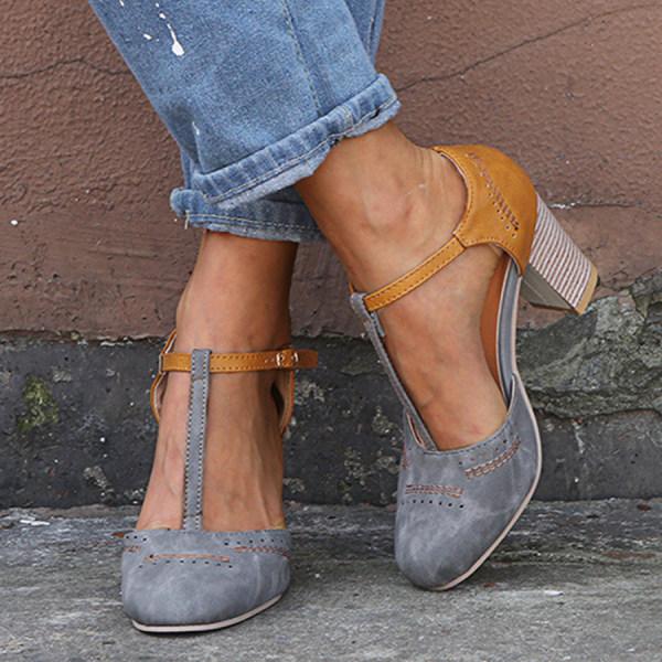 Eulalia | Sandalias de primavera para mujer con tacón ancho estilo Mary Jane