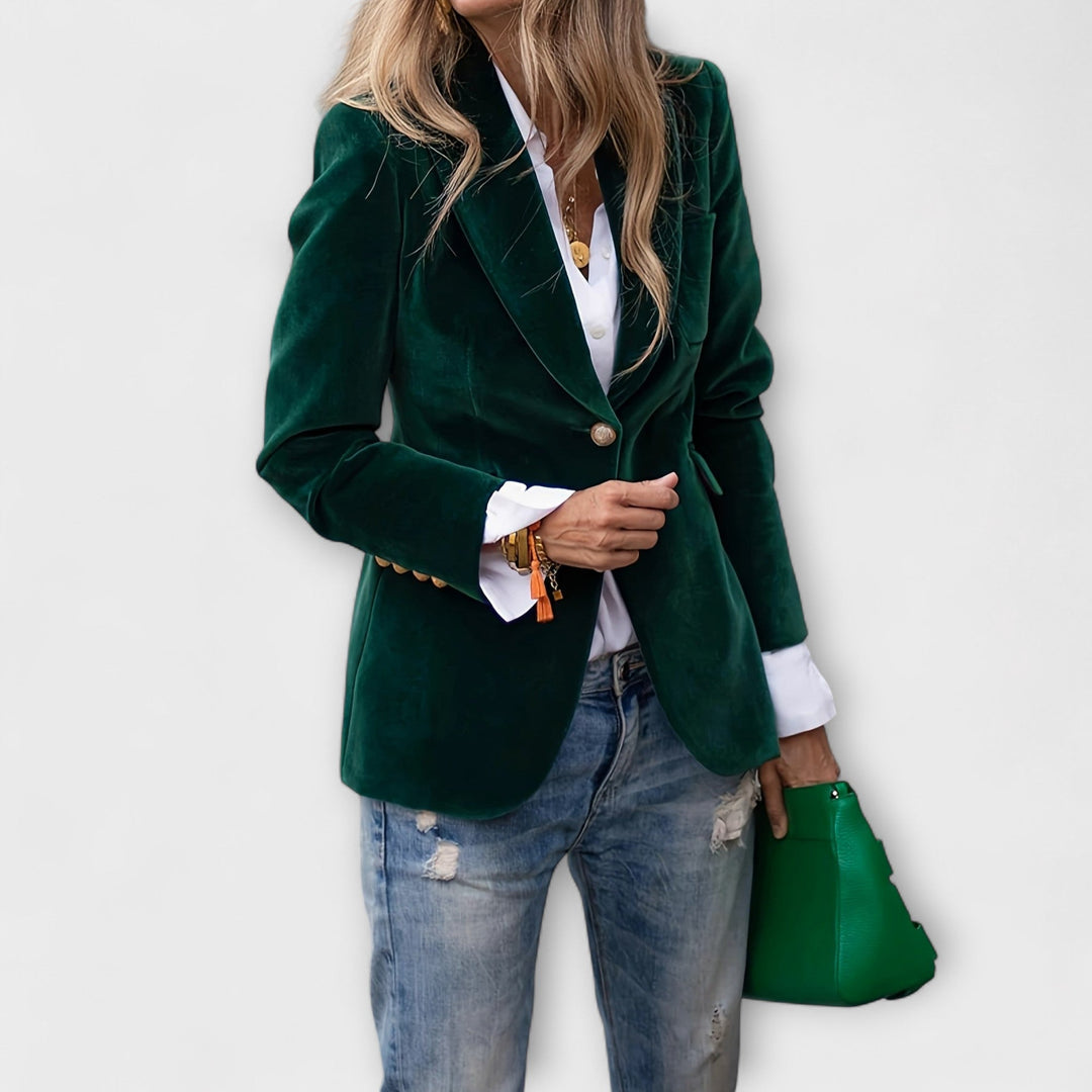 Blazer de terciopelo con botones dorados