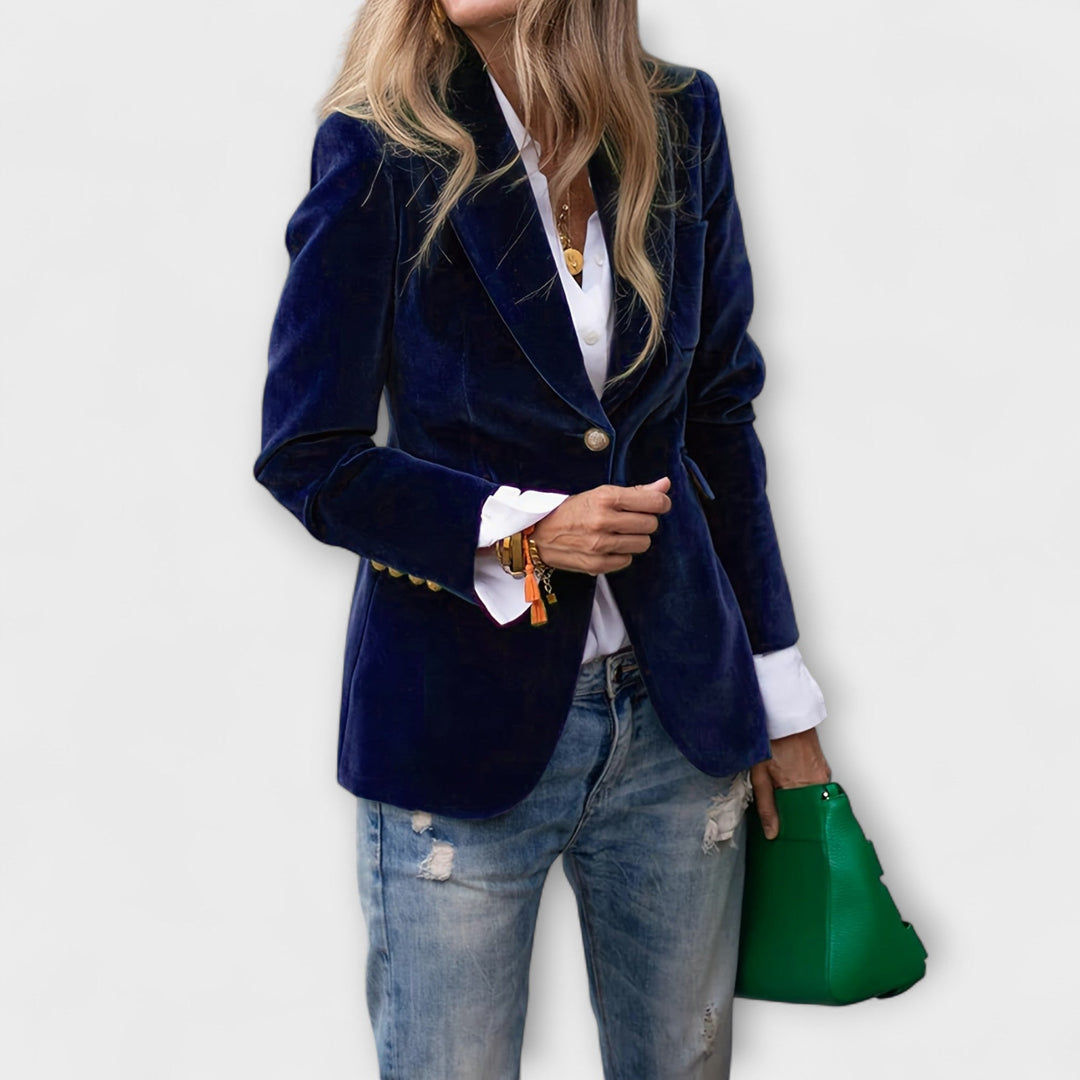 Blazer de terciopelo con botones dorados