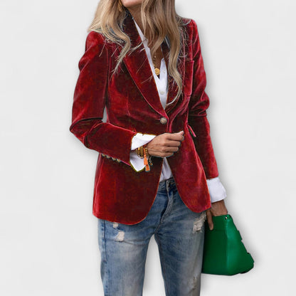 Blazer de terciopelo con botones dorados