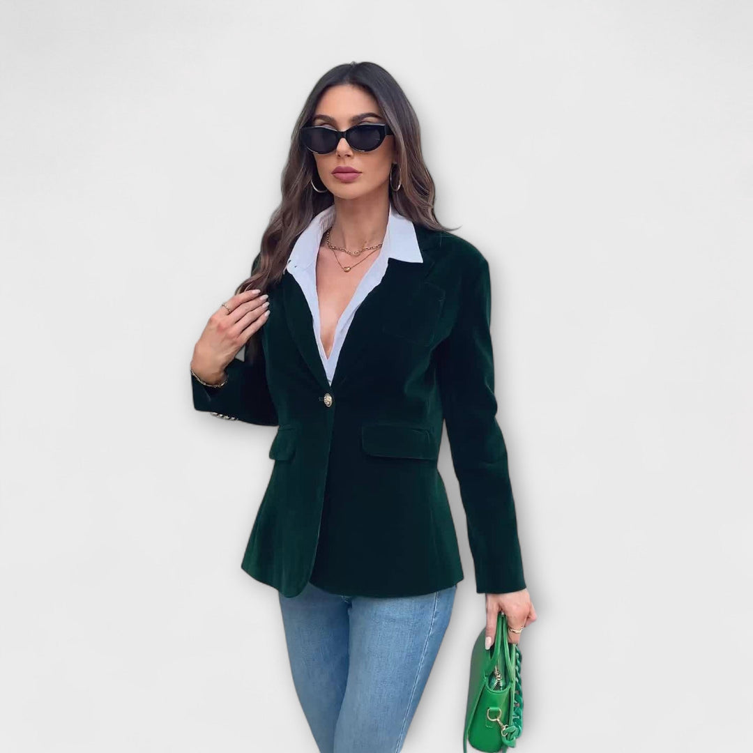 Blazer de terciopelo con botones dorados