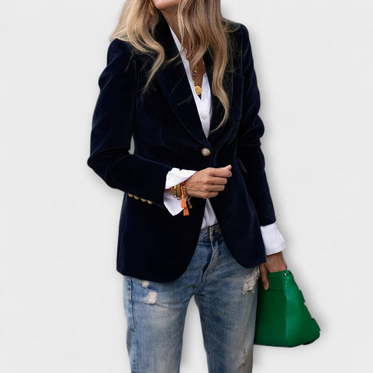 Blazer de terciopelo con botones dorados