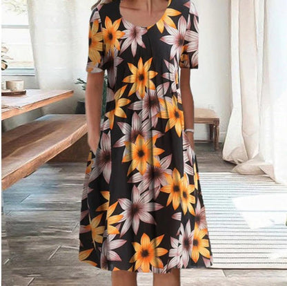 Aroha | Vestido casual con estampado floral y bolsillos