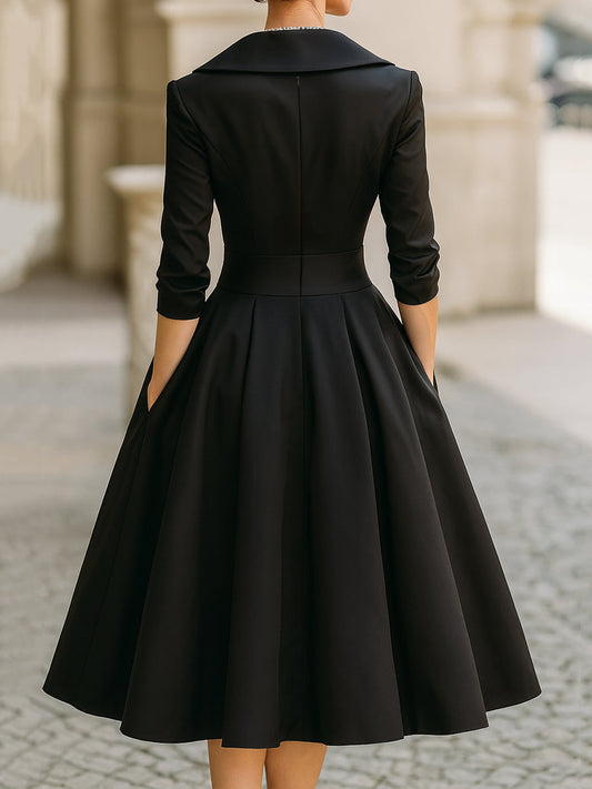 Aroa | Vestido midi cruzado elegante para mujer con escote en V