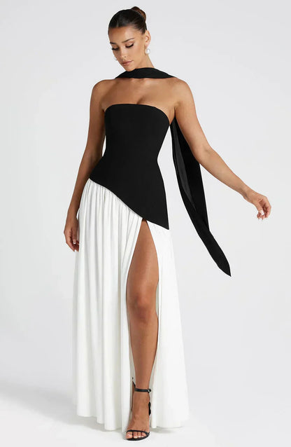 Talina | Asymmetrisches trägerloses Maxikleid für Damen