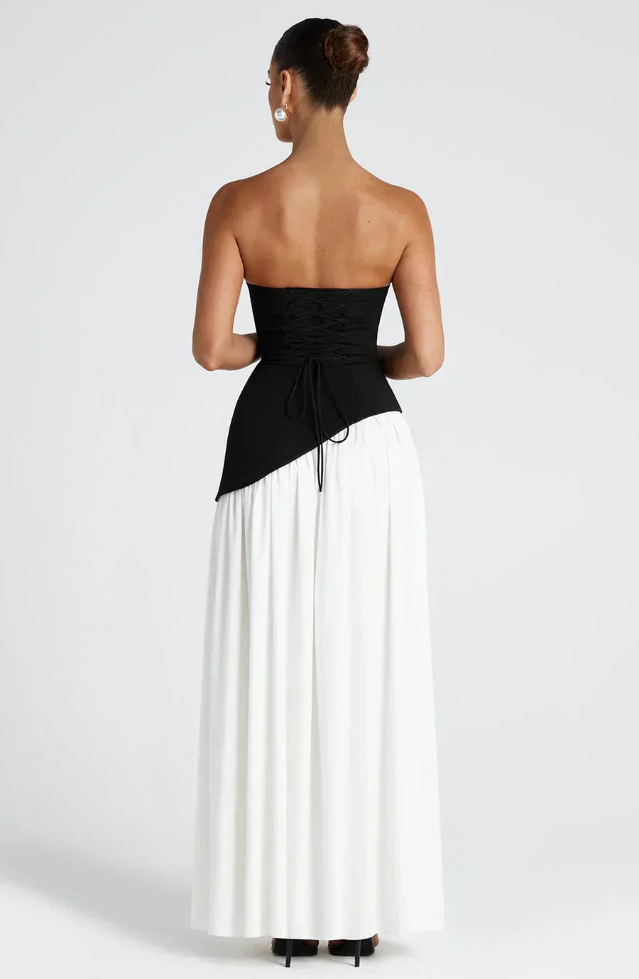 Talina | Asymmetrisches trägerloses Maxikleid für Damen