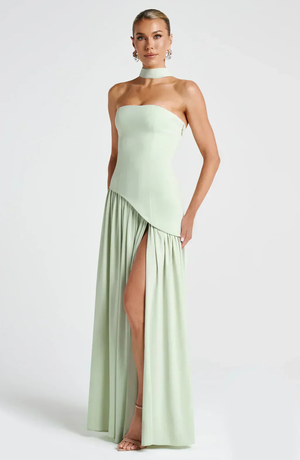 Talina | Asymmetrisches trägerloses Maxikleid für Damen