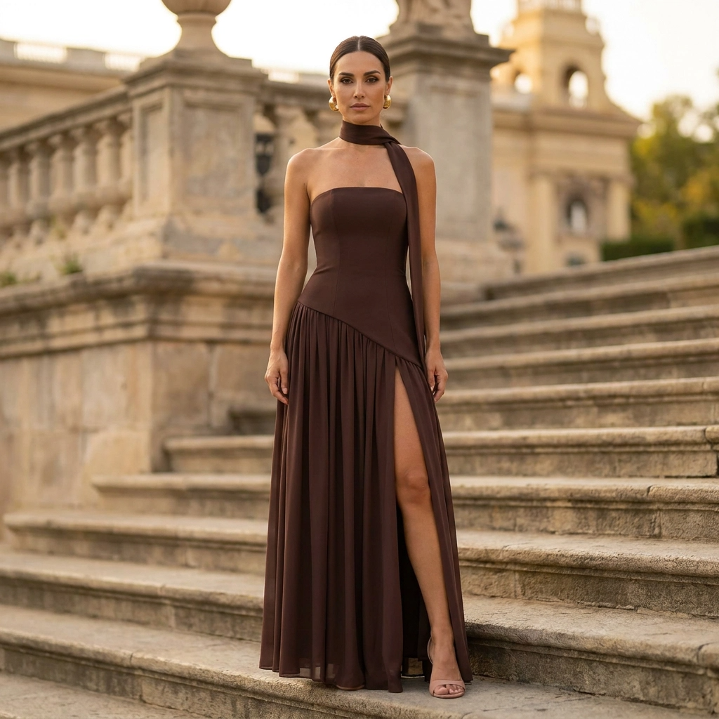 Ella | Women's asymmetrical strapless maxi dress