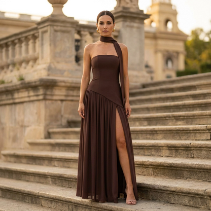 Ella | Women's asymmetrical strapless maxi dress