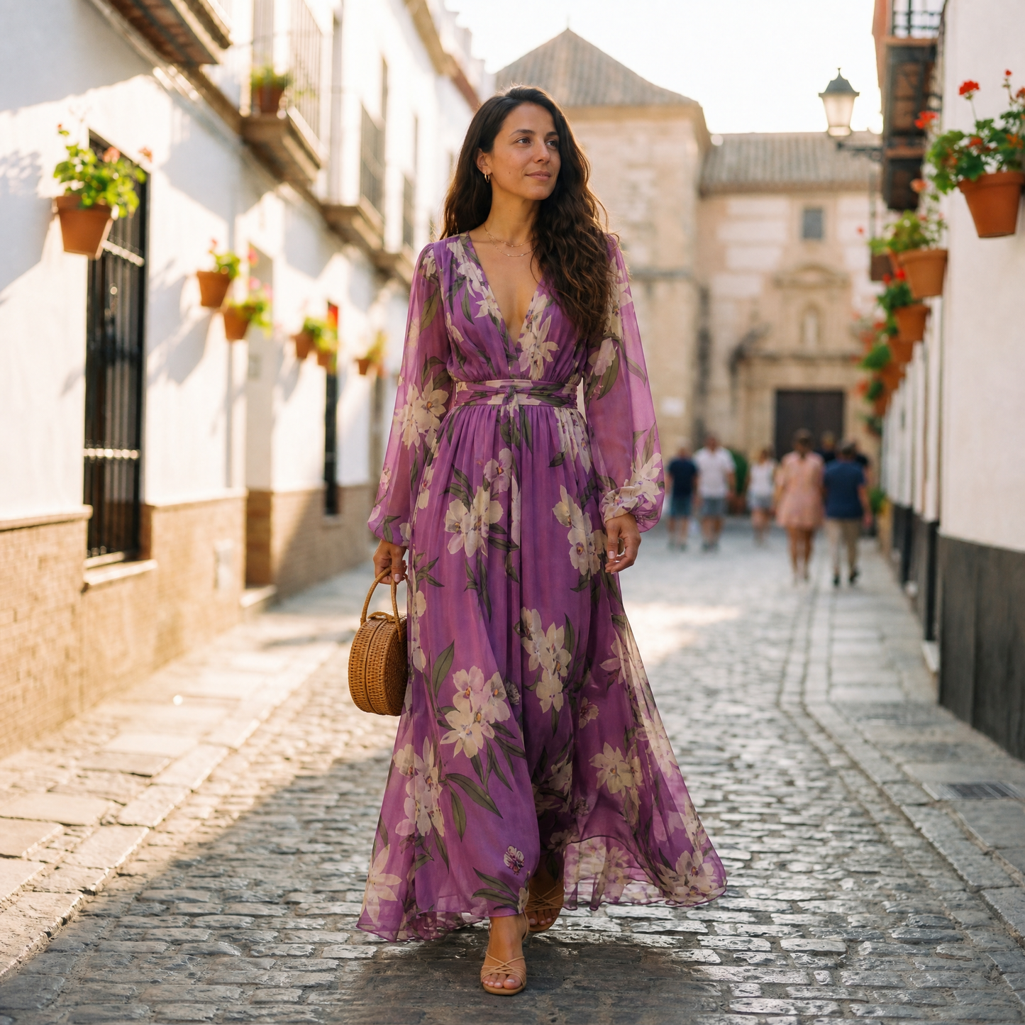 Elena | Vestido maxi floral para mujer con escote en V y diseño cómodo