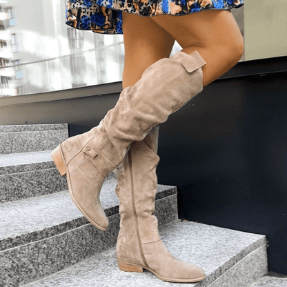 Botas largas de ante con cremallera