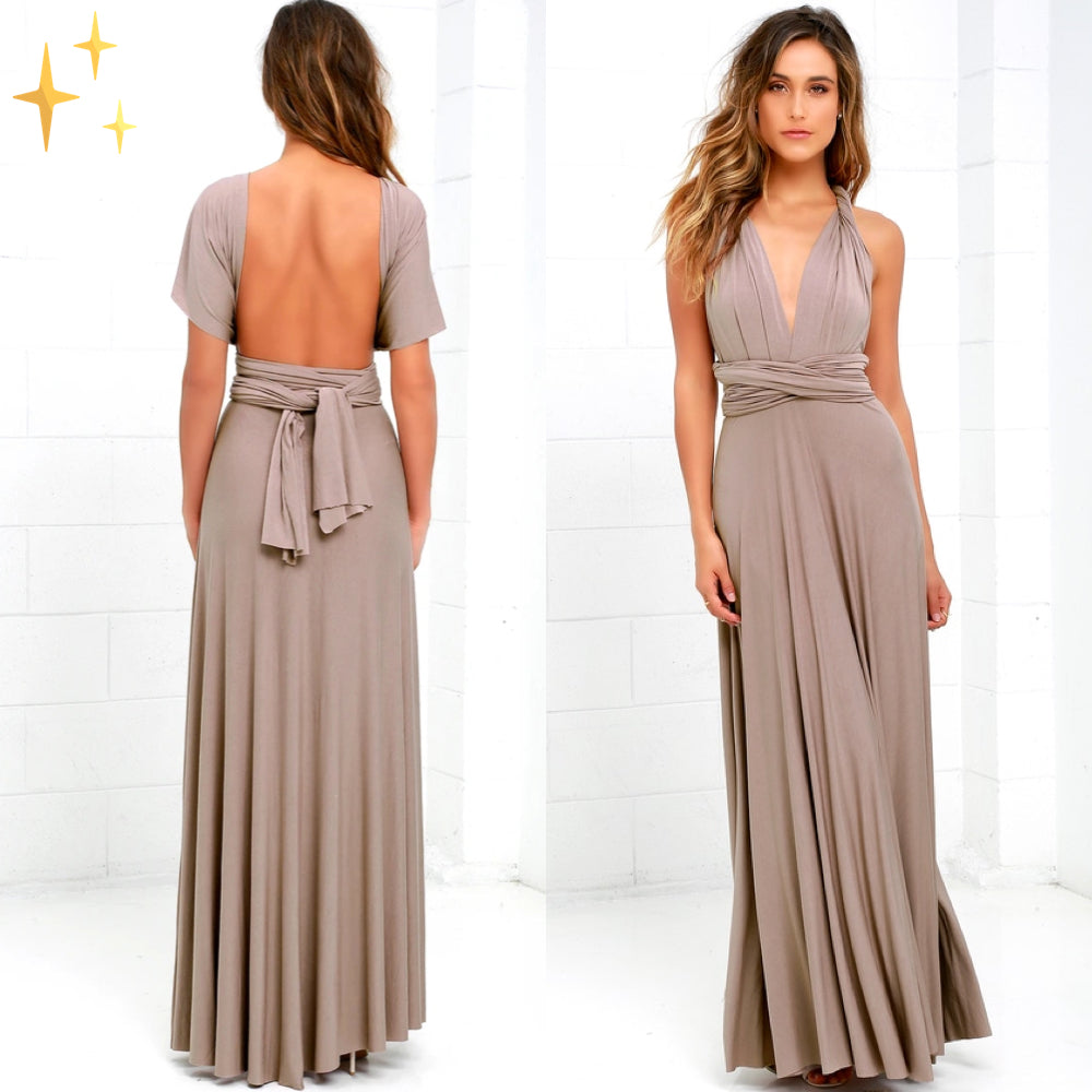 Virella | Vestido largo cruzado con escote halter | Maxi