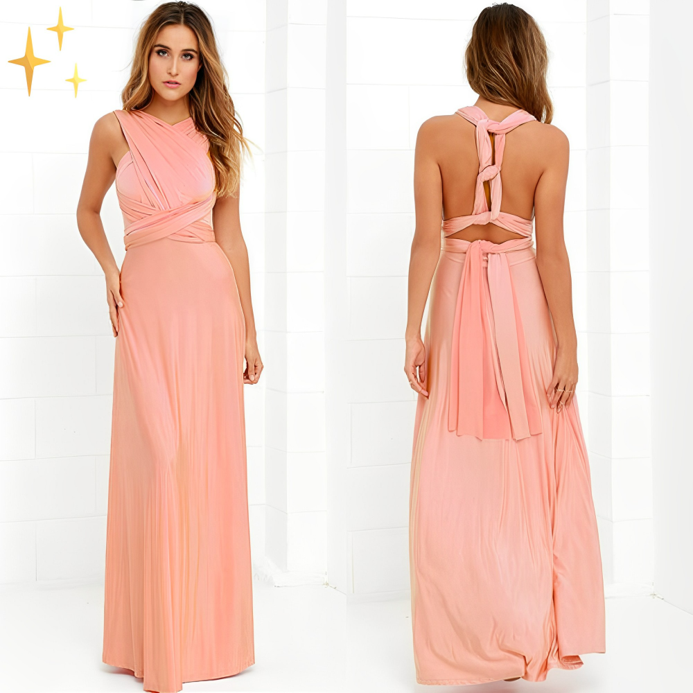 Virella | Vestido largo cruzado con escote halter | Maxi
