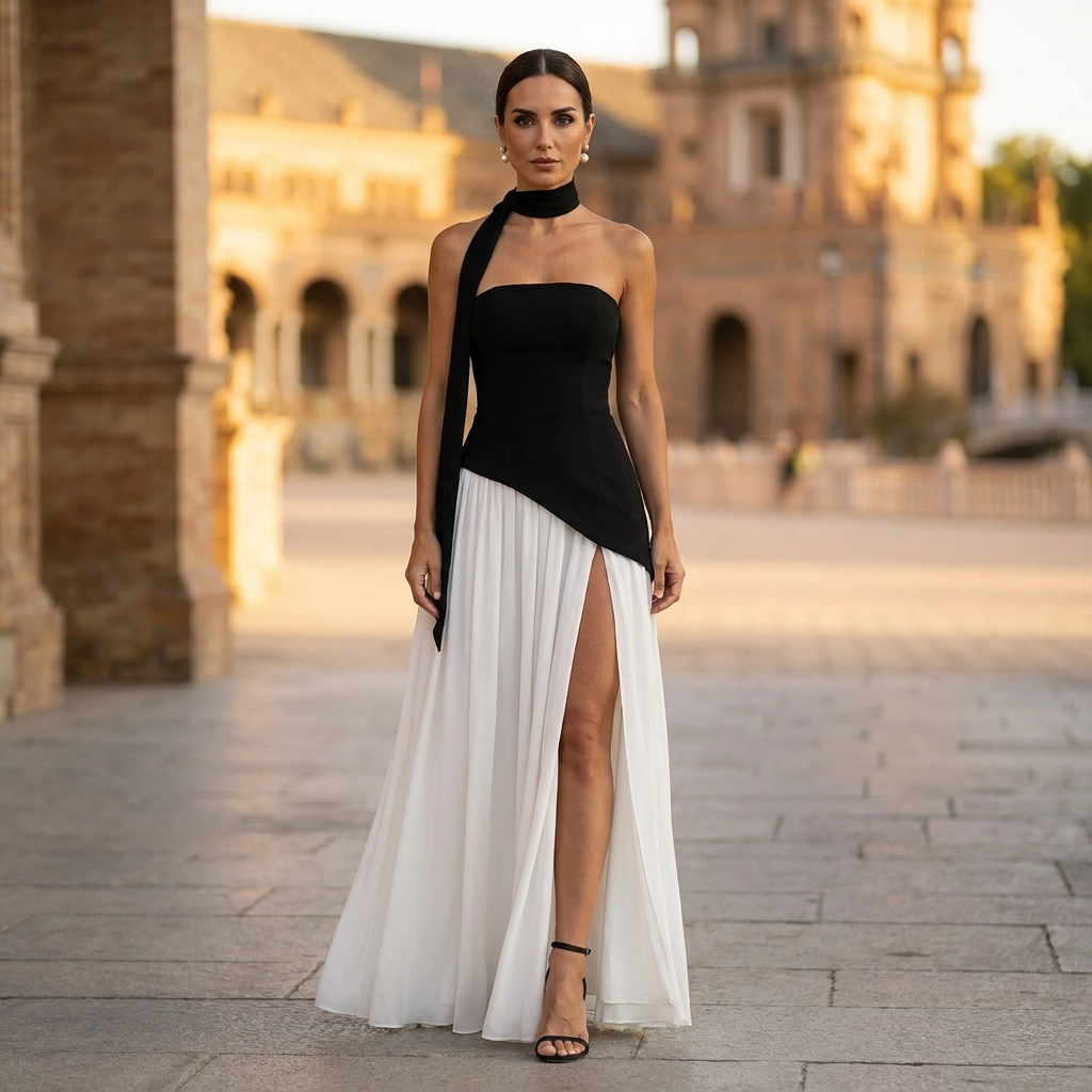 Ella | Women's asymmetrical strapless maxi dress