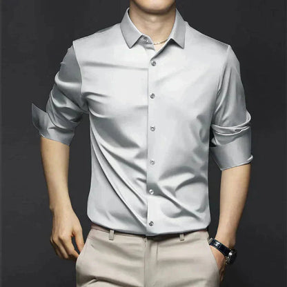 Aquiles | Camisa elástica de primavera de corte slim para hombre