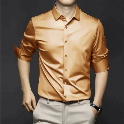Aquiles | Camisa elástica de primavera de corte slim para hombre