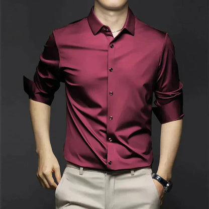 Aquiles | Camisa elástica de primavera de corte slim para hombre