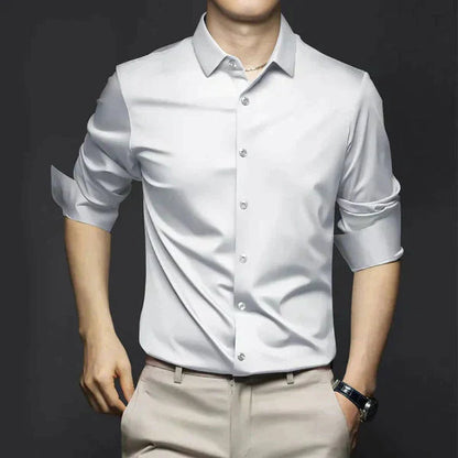 Aquiles | Camisa elástica de primavera de corte slim para hombre