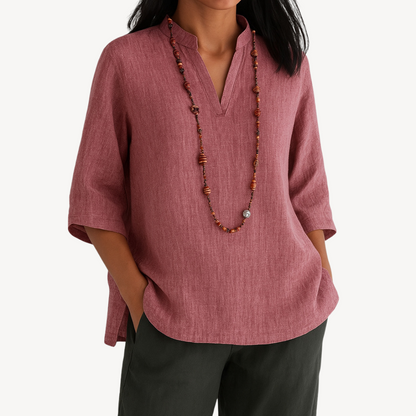 Arvella | Blusa túnica para mujer de manga tres cuartos con escote en V
