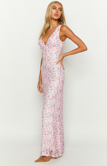 Abigaela | Vestido de boda con estampado floral y escote en V para mujer