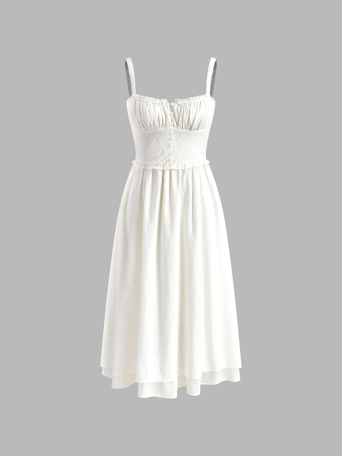 Mónica | Midikleid für Damen mit dünnen Trägern und Volants  
