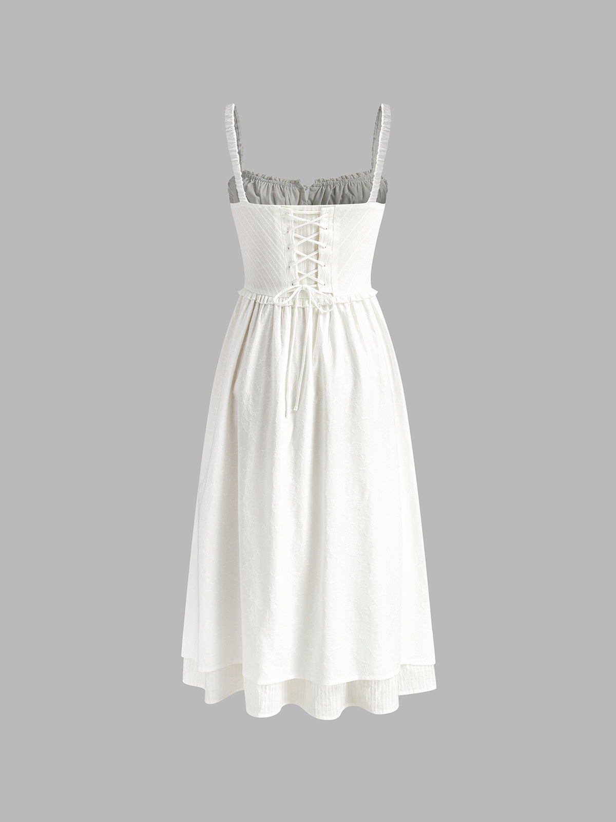 Mónica | Midikleid für Damen mit dünnen Trägern und Volants  