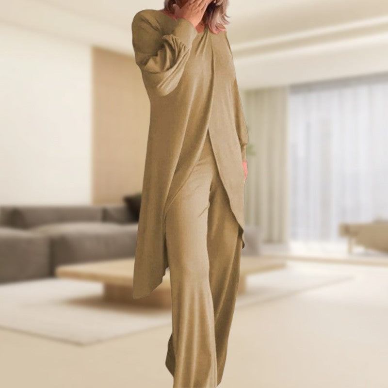 Pilar | Zweiteiliges Damenoutfit mit Tunika und weitem Hosenbein  
