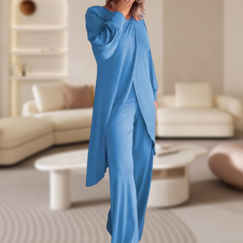 Pilar | Zweiteiliges Damenoutfit mit Tunika und weitem Hosenbein  