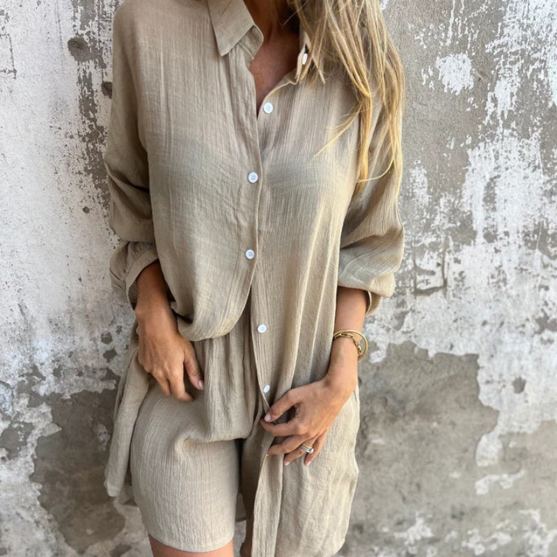 Lunara | Conjunto de dos piezas para mujer con camisa y botones