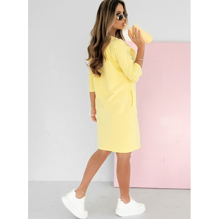 Eliana | Mini sukienka damska z rękawem do łokcia w stylu bluzy