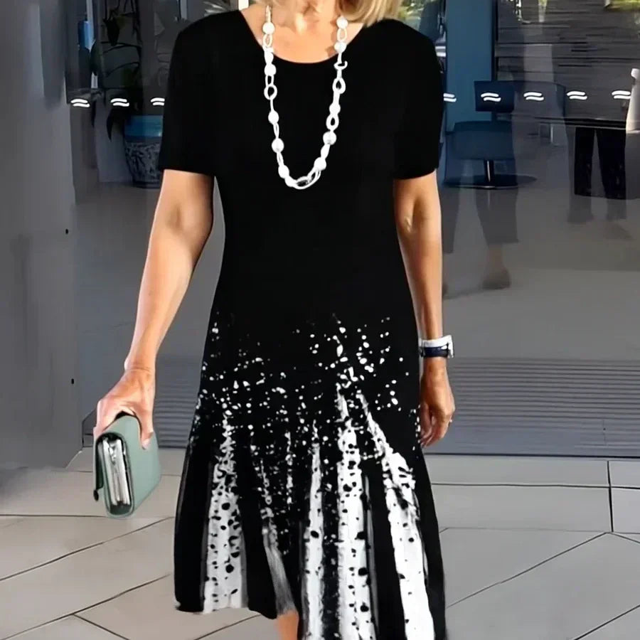 Elmara | Vestido midi para mujer con estampado y manga corta