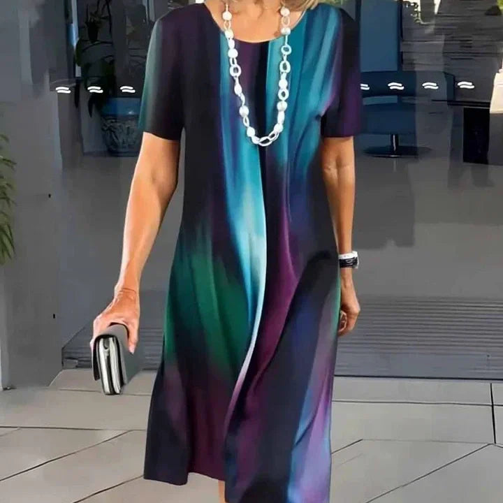 Elmara | Vestido midi para mujer con estampado y manga corta