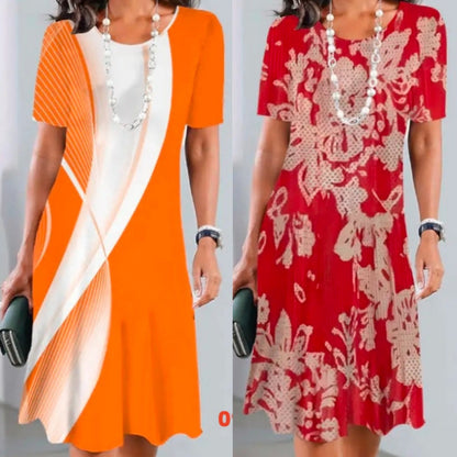 Elmara | Vestido midi para mujer con estampado y manga corta
