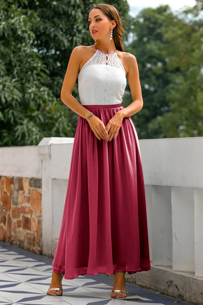 Isabel | Robe longue en dentelle à col halter pour femme