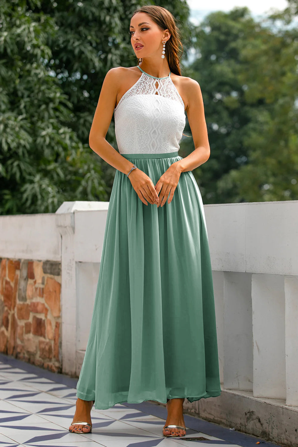Alejandra | Vestido maxi de mujer para invitada de boda con cuello halter