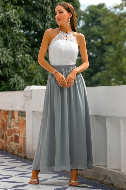Isabel | Robe longue en dentelle à col halter pour femme