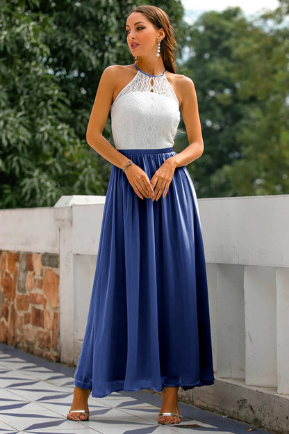 Isabel | Robe longue en dentelle à col halter pour femme