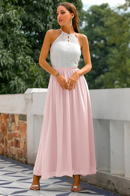 Isabel | Robe longue en dentelle à col halter pour femme