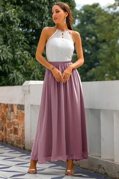 Isabel | Robe longue en dentelle à col halter pour femme