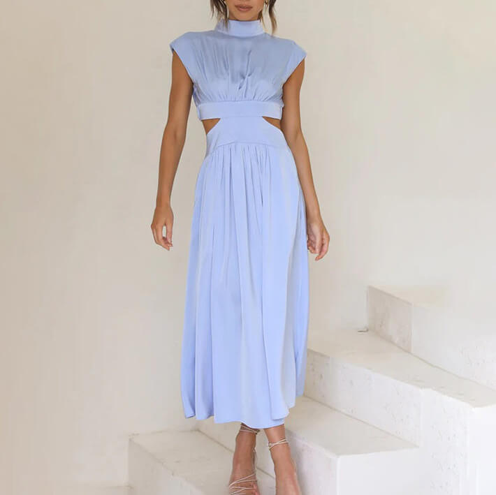 Raquel | Vestido midi con cintura recortada y frunces